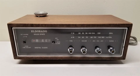 ELDORADO Flip Clock Radio DCR-2125A AM FM VINTAGE 1970s Wood Grain VERY RARE! Cover