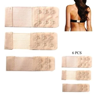 6 Pcs Bra Extenders 2/3 Hooks Elastic Soft Strap Extension Replacement Set Beige - Picture 1 of 1