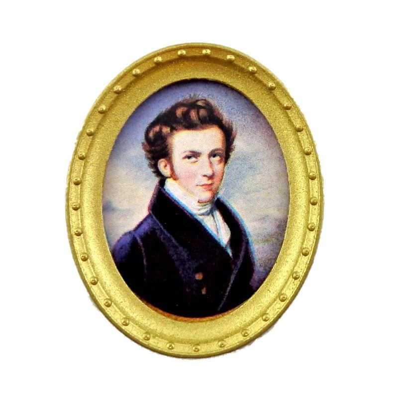 MELODY JANE Dolls House Miniature Georgian Gentleman Portrait in Oval Gold Frame