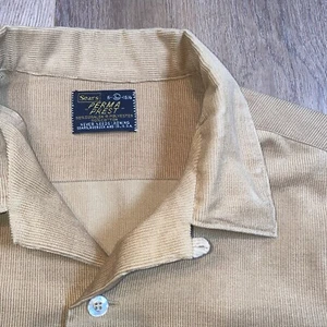 Vtg 50s 60s Sears Shirt Corduroy Mens Large Loop Collar Cruiser Atomic MCM USA - Picture 1 of 13
