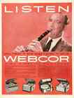 1957 Webcor High Fidelity Fonograf PRINT AD Clarinetist Benny Goodman 