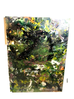 Pintura acrílica abstrata sobre tela MUSK YAI 12x16 - Arte de parede 1CARVALHO PRONTO PARA PENDURAR - Imagem 1 de 4