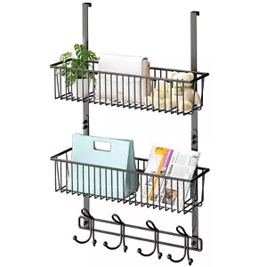 Over The Door Hooks Organizer,Door Hanger Door Storage with 2 Baskets,Over Th... - Picture 1 of 7