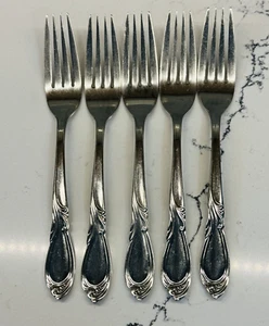 RETRONEU Stephanie Dinner Forks Replacement Set of 5 Flatware 7 3/4 in Glossy - Picture 1 of 7