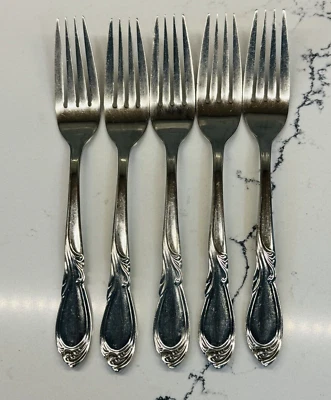RETRONEU Stephanie Dinner Forks Replacement Set of 5 Flatware 7 3/4 in Glossy - Image 1 of 4