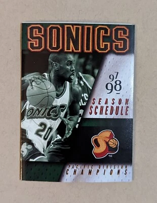 Calendario de bolsillo de baloncesto Seattle Supersonics 1997-98 NBA MGD Gary Payton 🏀🏀 Foto 1 de 2