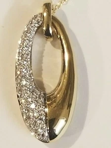 Sterling Silver with Yellow Gold Overlay Cubic Zirconia Necklace - Picture 1 of 9