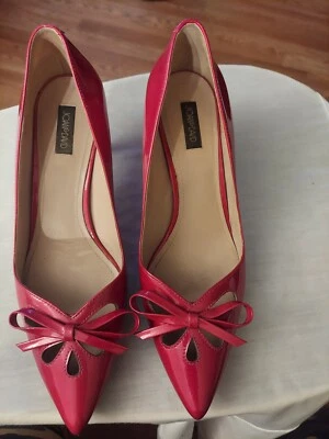 Joan & David Fuchsia Patent Leather Kitten Heel Pumps Size 6M - Image 1 of 4
