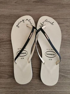 Sandali donna Havaianas neri con oro "Going Places Like Beach" taglia US 11/12 - Foto 1 di 5