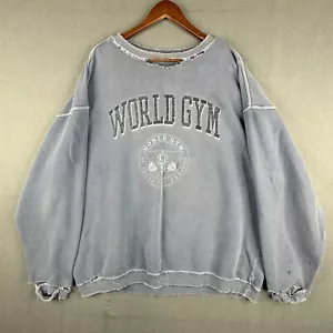 Vintage World Gym Gorilla Sweatshirt Mens 2XL Gray Bodybuilding Trashed Distress - Picture 1 of 12