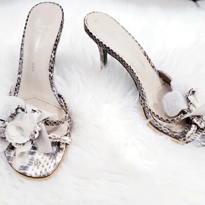 🌺Lisa For Donald J Pliner Slip On Floral Embellished High Heeled Sandals Sz 8M - Image 1 of 4