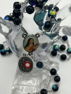 Saint St. Therese 3rd Third Class Relic Medal Pendant Made In Italy & Rosary - Picture 1 of 5