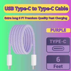 For iPhone 16 Series USB-C to USB-C Charger Cord , Pack of 2, Premium, 60W, 6Ft - Picture 1 of 24