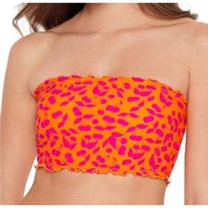 Salt + Cove Tangerine Cherry on Top Printed Smocked Bikini Swim Top Medium - Bild 1 von 4