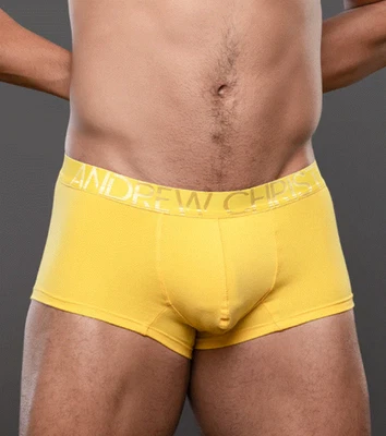 Nuevo boxer modal feliz amarillo Andrew Christian para hombre con bolsa contorneada - gay Foto 1 de 4