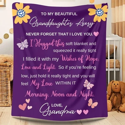 Custom Granddaughter Plush Blanket, Warm Christmas Gift From Grandma - Image 1 of 3