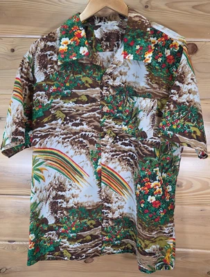 VTG 70s Royal Islander Floral Rainbow Tropical Hawaiian Shirt Men Large - Image 1 of 4