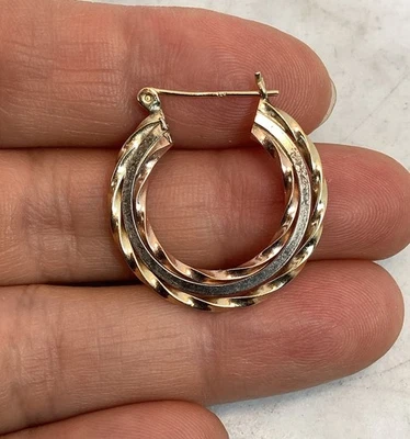 Pendiente aro tricolor oro 14K vintage único Foto 1 de 4