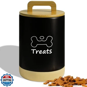 NIXBYO Hundeleckerli Behälter luftdicht - 5 Zoll breit x 8,7 Zoll schwarz Keramik Do - Bild 1 von 5