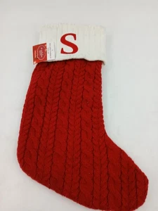 Weihnachtsstrumpf Nikolaus quadratisch rot Zopfmuster Monogramm S Kohl's 18 Zoll - Bild 1 von 9