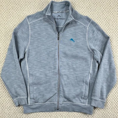Tommy Bahama 多巴哥湾全拉链运动衫男式 S Heather 灰色套衫夹克 — 第 1/4 张图片