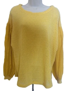 Umgee Women's Small Yellow Waffle Knit Long Sleeve Sweater Top - Picture 1 of 6