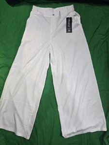 Pantalones de vestir Hooever para mujer blancos acampanados talla mediana nuevos - Imagen 1 de 5