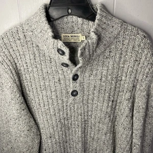 Luca Nobili Knitwear Made in Italy Gray Mock Neck Wool Sweater Men's L 22x29 - Picture 1 of 5