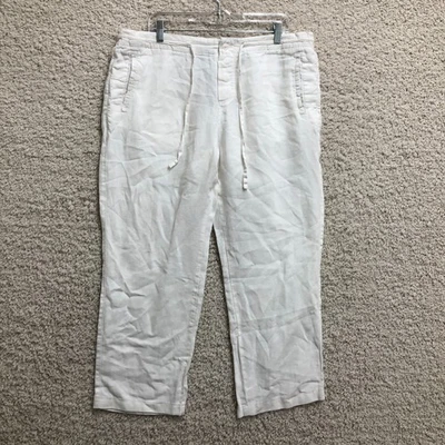 Blue Saks Fifth Avenue Pants Large Adult White High Rise Straight Trouser Womens - Image 1 of 4