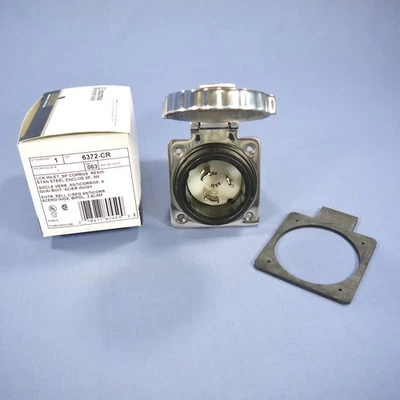 Leviton 6372-CR Turn Twist Locking Flanged Inlet Receptacle NON-Nema 50A 125V - Image 1 of 4