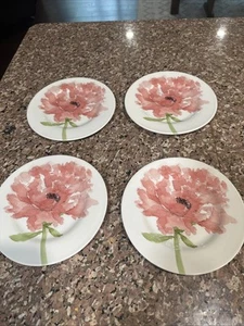 Royal Stafford Floral Red Poppies Salad Plates Set Of 4 England 8 1/2 Inches - Picture 1 of 10