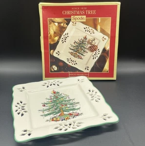 Spode Christmas Tree Pierced Square Dish Plate Tray Holiday 8” - Picture 1 of 17