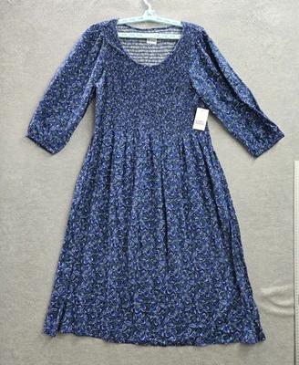 Vestido Croft & Barrow Mujer L Azul Floral Ajuste Acampanado Vestido Clásico Cottagecore Nuevo con Etiquetas Foto 1 de 4