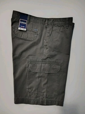 Pantalones Cortos Carga Izod Frente Plano Para Hombre 38 Entrepierna 10.5 Gris Lona Nuevos con Etiquetas  Foto 1 de 4