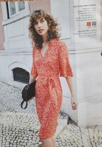 BODEN Kleid Ines Gr. 44 UK18 rot orange Blattmuster gemustert Halbarm Midikleid - Bild 1 von 11