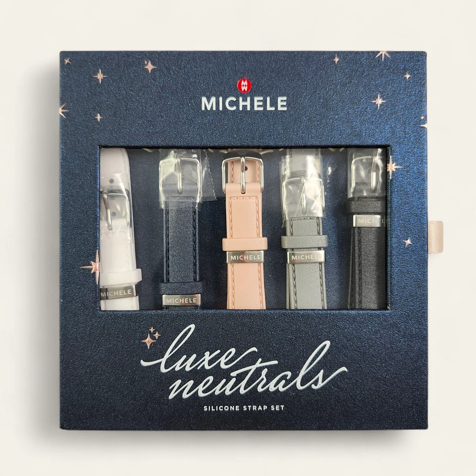 NUEVO Juego de correas de reloj intercambiables Michele de silicona perlada de 16 mm MS16S01SET Foto 1 de 3