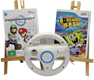 Mario Kart Nintendo Wii Game Complete Steering Wheel PAL SpongeBob Boating Bash - Image 1 of 4