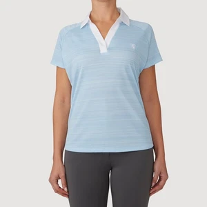 ROMFH Ladies Johnny Collar Polo Short Sleeve Shirt - Aqua Stripe (Var. Sizes) - Picture 1 of 1