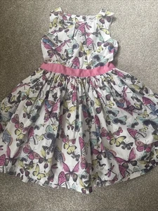 M&S Girls Butterfly Print Party Summer Dress age 5-6 Years. - Picture 1 of 6