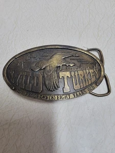 Hebilla de cinturón bourbon Wild Turkey vintage años 70 Austin Nichols 1974 bergamota latón - Imagen 1 de 3