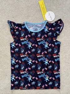 Millie Rose Bamboo Red White & Bluey Flutter Sleeve Tee Shirt Top Girls 10 - 12 - Picture 1 of 12