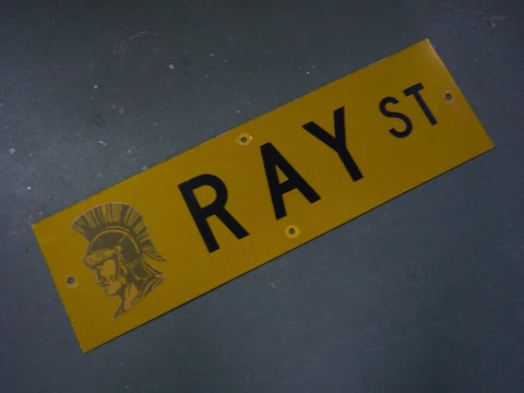 Vintage ORIGINAL RAY ST STREET SIGN 30" X 9" BLACK LETTERING ON YELLOW Cover