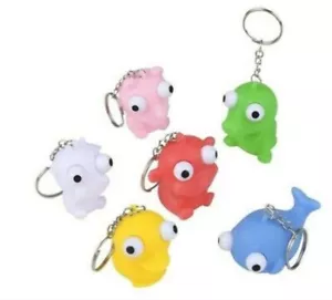 6 Jiggle Animal Eye Pop Out Keychains Novelty Gag Party Favor Goody Bags Gifts - Picture 1 of 1