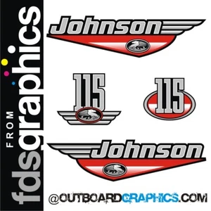 Johnson 115hp two stroke outboard engine decals/sticker kit - Picture 1 of 1