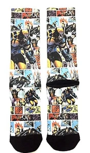 Bioworld X-Men Wolverine Comic Book Crew Socks W/ Helicase Sock Ring - Picture 1 of 2