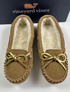 Scarpe mocassino bambino VINEYARD VINES taglia 3 naturale 100% camoscio MOC NUOVE $58 - Foto 1 di 7