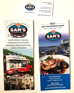 SAM'S CHOWDER HOUSE & OYSTER BAR Brochure/Card/ Menu, Half Moon Bay CA FREE ship - Picture 1 of 4