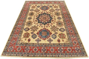 Kazak Rug 8'11'' x 11'8'' Beige Wool Tribal Hand-Knotted Oriental Carpet - Picture 1 of 14