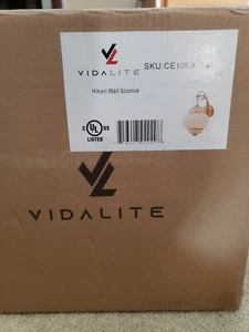 Hikari 1-Light Wood Grain & Natural Wall Sconce with Woven Shade - New/Open Box - Picture 1 of 2