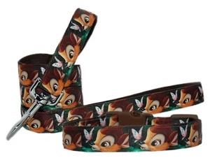 Large BROWN BAMBI dog puppy collar & lead handmade to order cushioned fabric - Picture 1 of 1